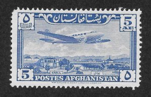 Afghanistan Scott C11 MNHOG - 1957 5af Plane over Kabul Palace - SCV $1.75