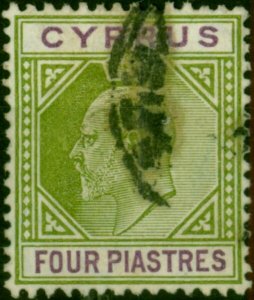 Cyprus 1905 4pi Olive-Green & Purple SG66 Fine Used (2)