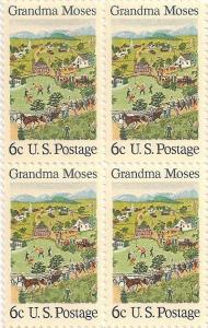 US 1370 July Fourth by Grandma Moses 6c block (4 stamps) MNH 1969