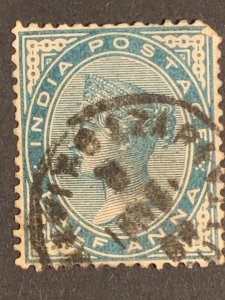 Half Anna India stamp  ,  black cancelled postage used, refno:5014