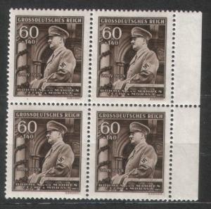 Bohemia & Moravia Protectorate 1944 Sc#B25 MNH block of 4
