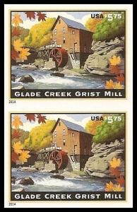 US 4927a Glade Creek Grist Mill $5.75 imperf NDC vert pair (2 stamps) MNH 2014