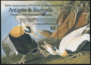 Antigua 914, MNH. Michel 924 Bl.105. John Audubon's birds 1986. Common eider.