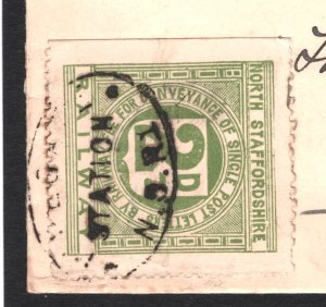 GB Salop N.STAFFS RAILWAY 2d Letter Stamp PIPEGATE STATION Cover CAMBRIDGE R224a 