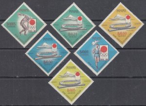 PANAMA Sc #452-52E CPL MNH SET of 6 - 1964 SUMMER OLYMPIC GAMES in TOKYO