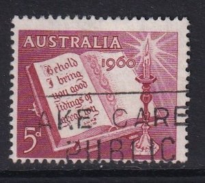 Australia   #339  used   1960  Christmas . open Bible and candle