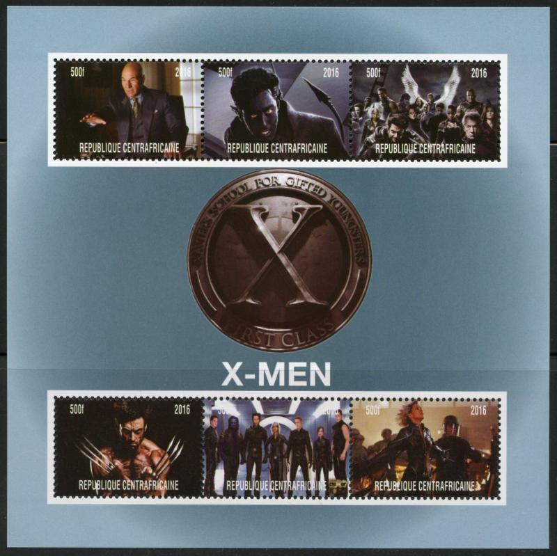 CENTRAL AFRICA 2016 X-MEN  SHEET  I  OF SIX   MINT NEVER HINGED