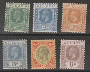 ST LUCIA 1921 KGV RANGE TO 6D WMK MULTI SCRIPT CA