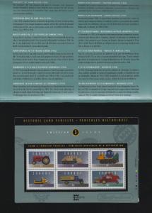 CANADA - HISTORIC LAND VEHICLES #2-#4 SOUVENIR SHEETS WITH FOLDERS MNH