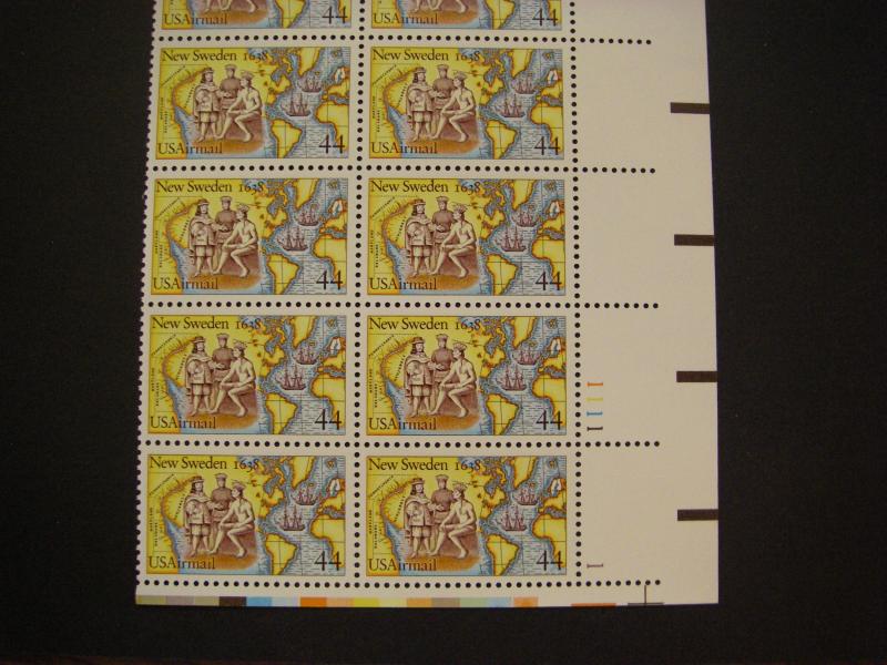 Scott C117, 44c New Sweden, PB20 #1111 1 LR, MNH Airmail Beauty