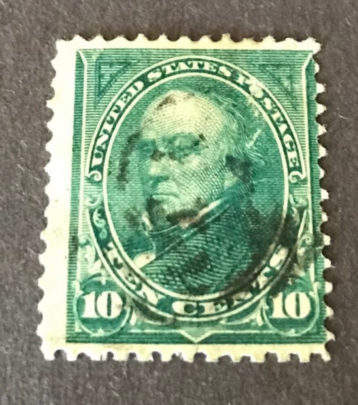 1895 Webster 10c Scott#273 Dark Green Double Line Watermark Canceled BEP Printed