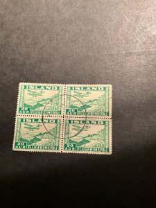 Iceland Scott #C16a used blk of 4