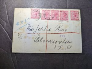 1901 British Natal South Africa Cover Durban to Bloemfontein Steam Coal Co