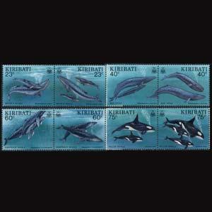 KIRIBATI 1994 - Scott# 623-30 Whales Set of 8 LH