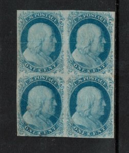 USA #9 Mint Fine - Very Fine Block No Gum