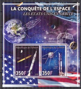 Djibouti 2013 Conquest of Space (XV) USA in Orbit Sheet MNH