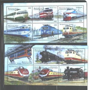 Rep.CENTREAFRICAINE 1999 TRAINS-LOKOMOTIVES #1305-1308 MNH