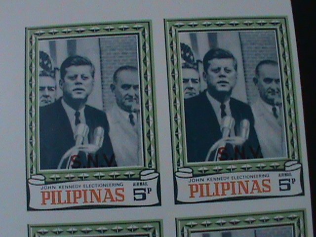 ​PHILIPPINES-1968- JOHN F. KENNDY ELECTIONEERING-IMPRINT IMPERF-MNH BLOCK VF