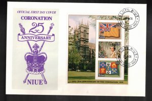 NIUE Scott # 221d FDC - 25th Anniversary Of QEII Coronation