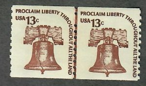 1618 Liberty Bell F-VF MNH joint line pair - shinny gum