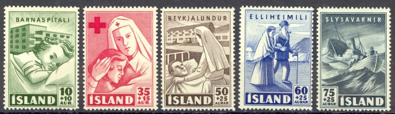 Iceland Sc# B7-B11 MH 1949 Semi-Postals