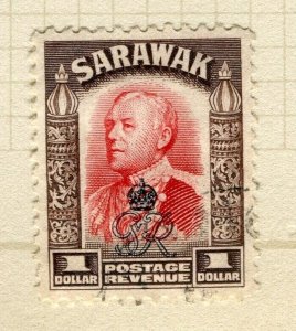 SARAWAK; 1947 early C. Brooke Crown Colony issue fine used $1. value