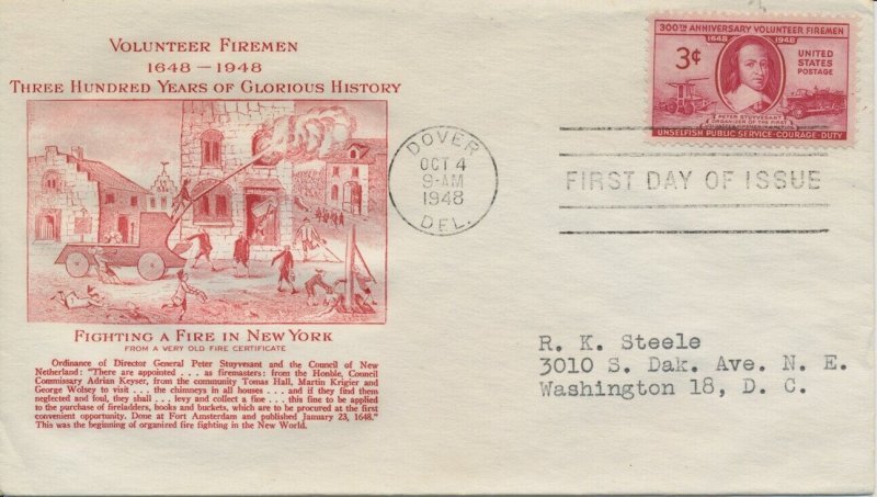 #971 Volunteer Firemen Fulton cachet First Day cover