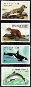 Vintage Great Britain Poster Stamp 5 Pence - 25 Pence Summer Isles Set/4 MNH