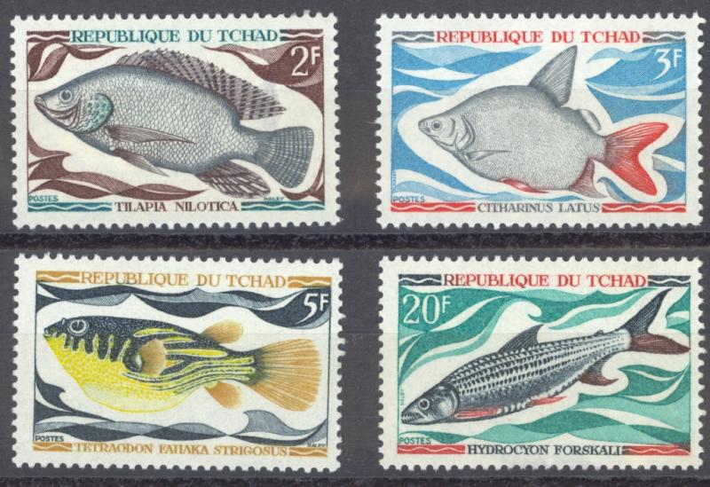 Chad Sc# 218-221 MH 1969 2fr-20fr Fish