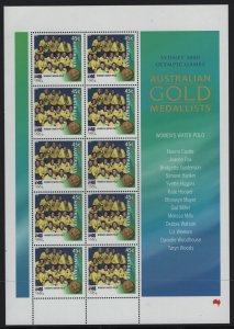 AUSTRALIA, 1884, MNH, SHEET OF 10,2000,  AUSTRALIAN GOLD MEDALISTS 2000 OLYMPICS