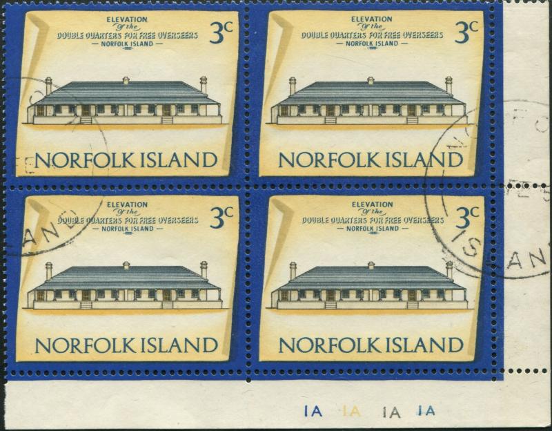 Norfolk Island 1973 SG135 3c Historic Building block FU