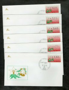 Israel 1992 Christmas Machine Vended Labels FDC Set Nazareth!!