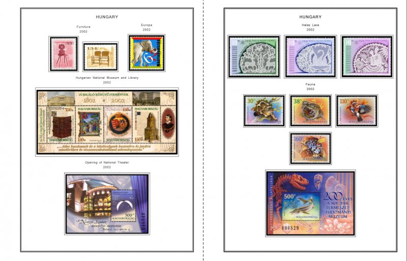 COLOR PRINTED HUNGARY 2000-2010 STAMP ALBUM PAGES (101 illustrated pages)