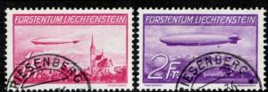 LIECHTENSTEIN C15-C16 USED, AIR MAIL ZEPPELINS