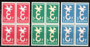 Luxembourg Sc# 341-343 MNH block/4 1958 Europa