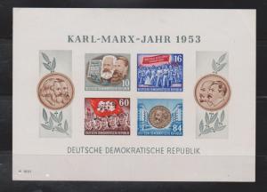 DDR Scott # 146a MNH - Karl Marx Year 1953 - Crease Top Right Corner