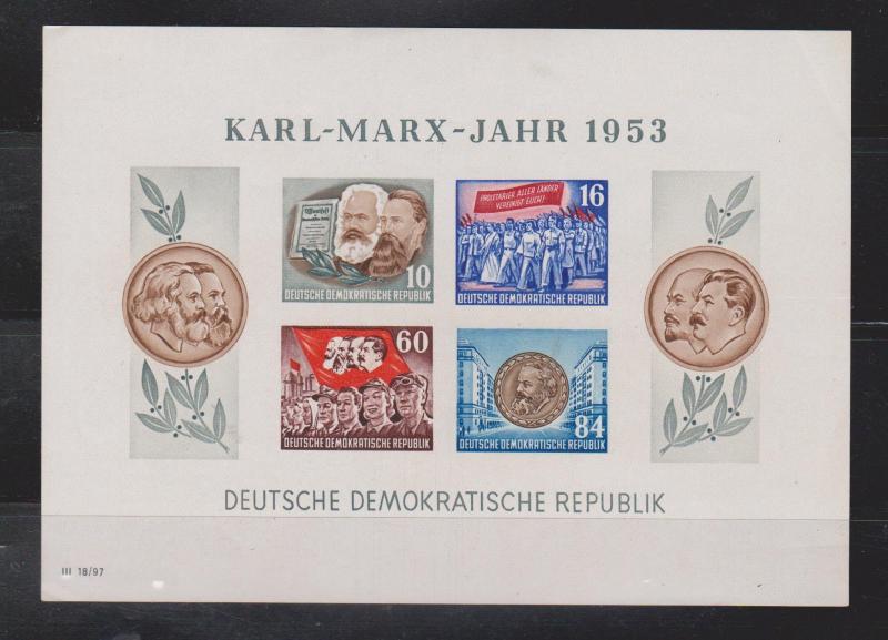 DDR Scott # 146a MNH - Karl Marx Year 1953 - Crease Top Right Corner