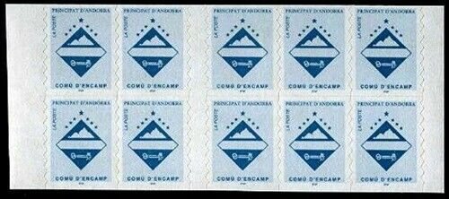HERRICKSTAMP ANDORRA-FRENCH Sc.# 477A Self-Adhesive Pane of 10 Stamps NH