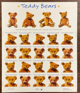 3653-3656   Teddy Bears   MNH 37 cent   Sheet of 20  FV $7.40   2002