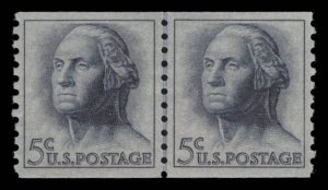US Scott #1229 Washington 5c Coil Line Pair MNH OG > Date of Issue 11-23-62