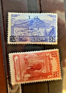 Spanish Moroccan Stamps: 1936, Scott 164 & 166, mnh