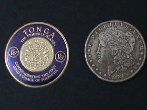 ​TONGA-SC#132-COAT OF ARMS-KOULA'S GOLD COIN STYLE STAMP MINT-VERY FINE