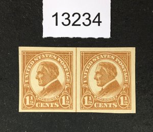 MOMEN: US STAMPS  # 576 LINE PAIR MINT OG NH XF LOT #13234