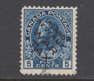 Canada Uni MR2Bi used.  1915 5c blue WAR TAX with INLAND REVENUE WAR TAX ovpt