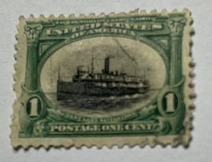 US 1901 Pan-Am  Ship pulled perf #294 USED