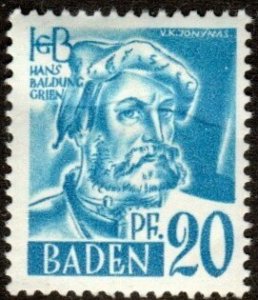 Germany - Baden 5N7 - Mint-H - 20pf Hans Baldung Grien (1947)