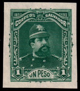 ✔️ EL SALVADOR 1893 - CARLOS EZETA IMPERFORATED PROOF GREEN  Sc. 85 MNGAI NH 6.2