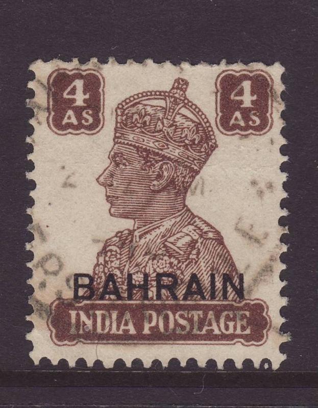 1942 Bahrain Opt on India 4 Annas F/Used SG47