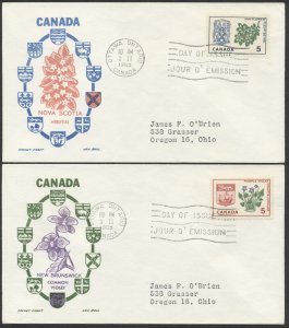 1965 #420-421 FEB 3 Pair of Floral Emblems FDCs Cachet Craft/Ken Boll Cachet