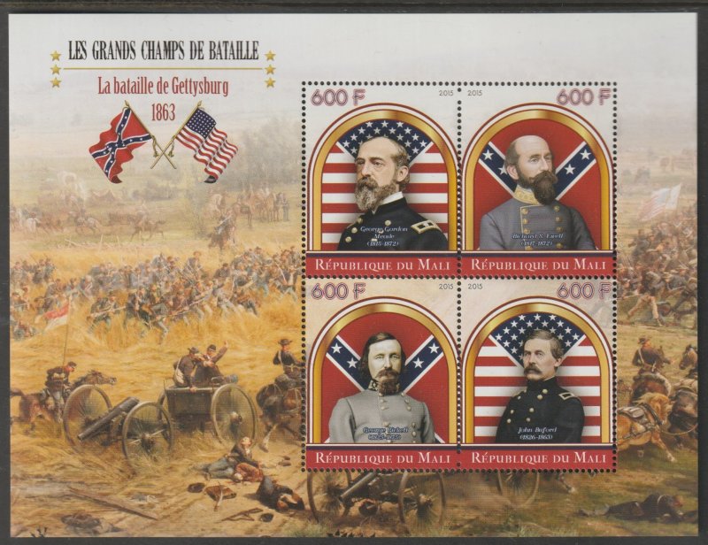 BATTLE OF GETTYSBURG  perf sheet containing four values mnh